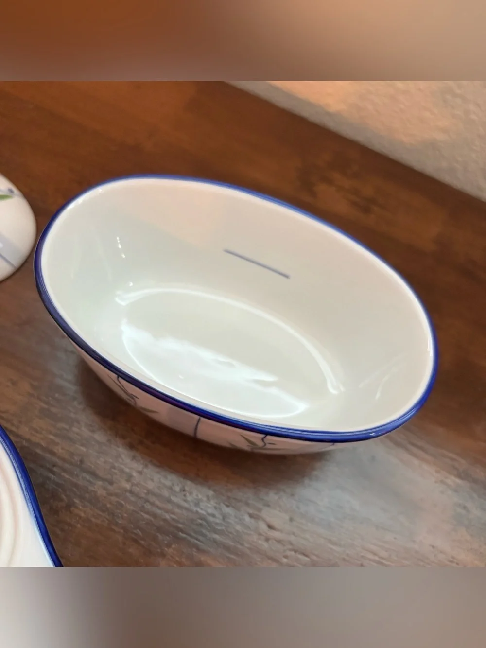 Vntg 3 Piece Cook Street Butter Boat Blueberry Floral Vine Water Cooled Butter